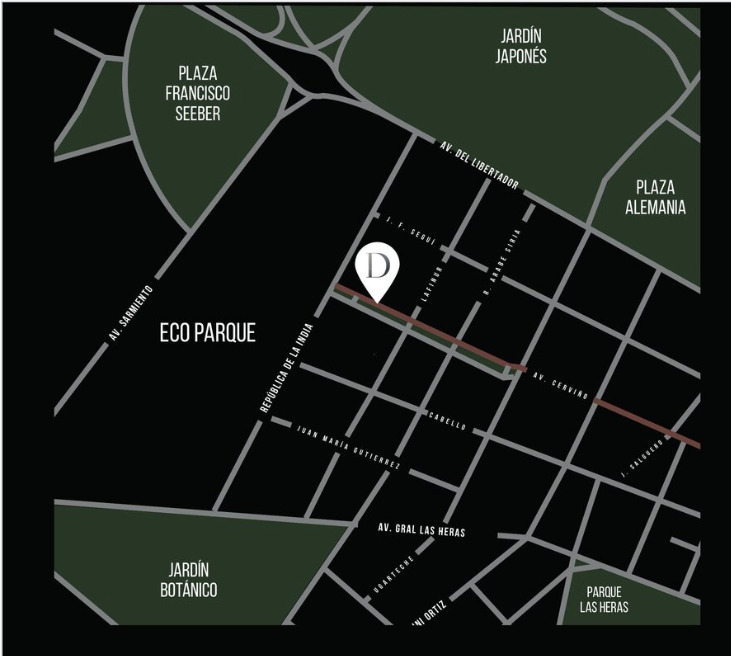 Mapa de la zona — plazas, parques y jardines cercanos